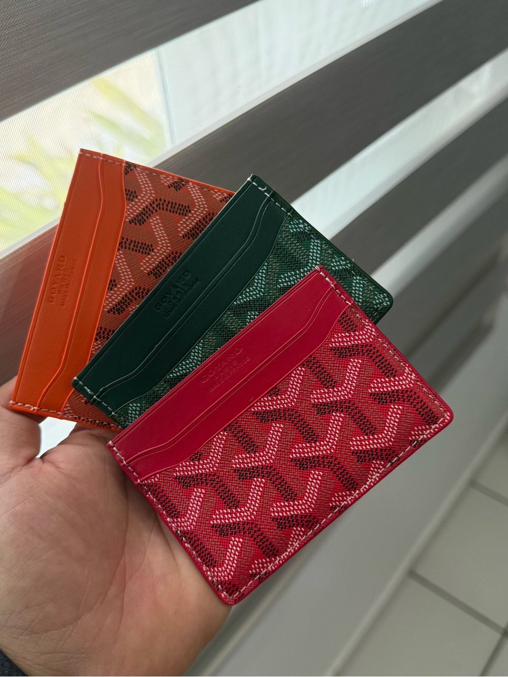 Goyard Card Holder Set in Red, Green, and Orange